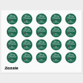 Rood Wit Script Custom Name Merry Christmas Green Ronde Sticker (Vel)
