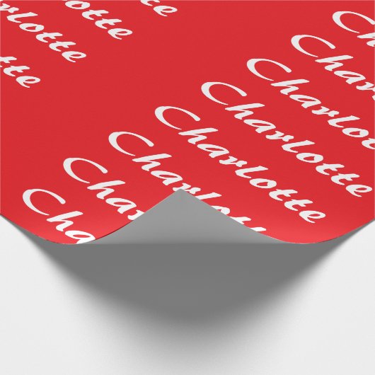 Rood wit Script Elegante minimalistische moderne n Cadeaupapier (Hoek)