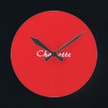Rood wit Script Elegante minimalistische moderne n Ronde Klok<br><div class="desc">Deze sjabloon kan worden aangepast aan alle professionele beroepen.</div>