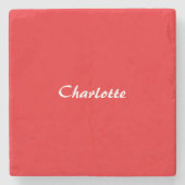 Rood wit Script Elegante minimalistische moderne n Stenen Onderzetter (Voorkant)