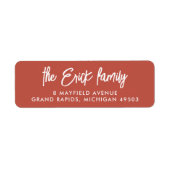 Rood & Wit Script Kalligrafie & Moderne Typografie Etiket (Voorkant)