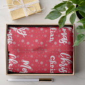 Rood & Wit Script Trendy Modern Vrolijk Kerstfeest Tissuepapier (Geschenk)