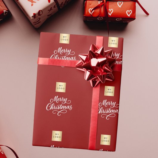Rood wit script zakelijk Kerstmis Cadeaupapier