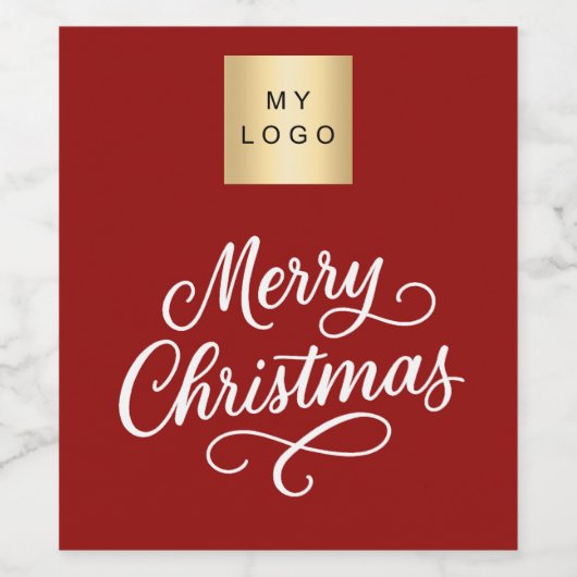 Rood wit script zakelijk Kerstmis Wijn Etiket (Enkel label)