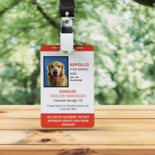 Rood Wit Service Hond Foto ID Badge