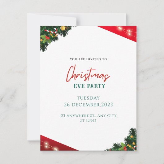 Rood & Wit Simpele Kerstmis Feestdagenkaart (Voorkant)