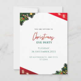 Rood & Wit Simpele Kerstmis Feestdagenkaart
