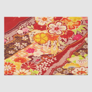 Rood Wit Sinaasappel Japans Kimono Bloemen Decoupa Tissuepapier