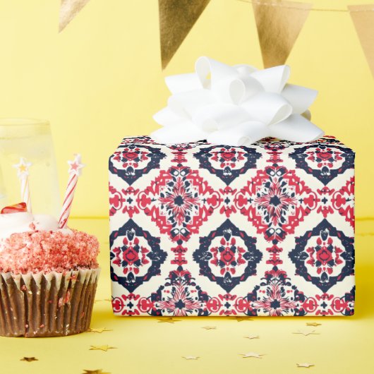 rood-wit-Slavisch patroon Cadeaupapier (Verjaardagsfeest)