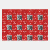 Rood Wit Sneeuwpop Minimalistische Foto Kerstmis Inpakpapier Vel (Voorkant)