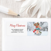 Rood Wit Sneeuwslee Stijlvol Schattige Kerstmis Etiket (Insitu)