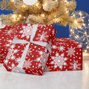 Rood & Wit Sneeuwvlok Naadloos Patroon Cadeaupapier