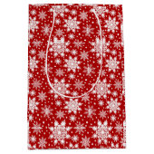 Rood & Wit Sneeuwvlok Naadloos Patroon Medium Cadeauzakje (Voorkant)