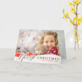 Rood & Wit Sneeuwvlok Vrolijk Kerstfeest Custom Ph Kaart (Gele Bloem)