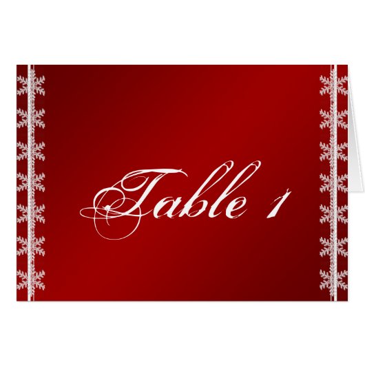 Rood Wit Sneeuwvlok Winter Bruiloft Tafel Nummer (Voorkant Horizontaal)