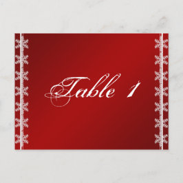 Rood Wit Sneeuwvlok Winter Bruiloft Tafel Nummer Briefkaart