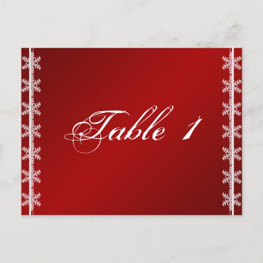 Rood Wit Sneeuwvlok Winter Bruiloft Tafel Nummer Briefkaart (Voorkant)