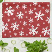 Rood Wit Sneeuwvlok Winter Kerstmis Feestdagen Theedoek (Gevouwen)