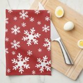 Rood Wit Sneeuwvlok Winter Kerstmis Feestdagen Theedoek (Quarter Fold)