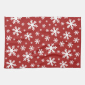 Rood Wit Sneeuwvlok Winter Kerstmis Feestdagen Theedoek (Horizontaal)
