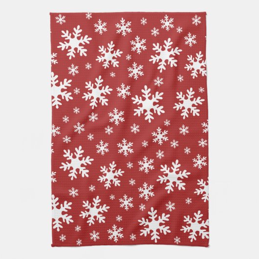 Rood Wit Sneeuwvlok Winter Kerstmis Feestdagen Theedoek (Verticaal)