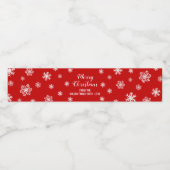 Rood Wit Sneeuwvlokken Custom Vrolijk Kerstfeest Waterfles Etiket (Enkel label)