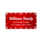 rood wit sneeuwvlokken kerst retro adres etiket (Voorkant)
