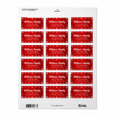 rood wit sneeuwvlokken kerst retro adres etiket (Full Sheet)