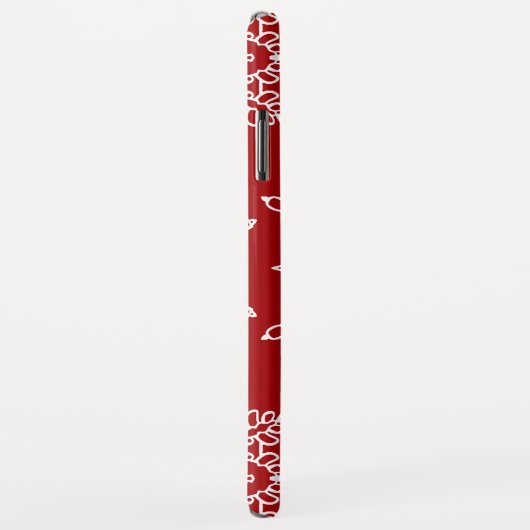 Rood Wit Sneeuwvlokken Kerstvakantie Monogram Case-Mate iPhone Case (Achterkant/rechts)