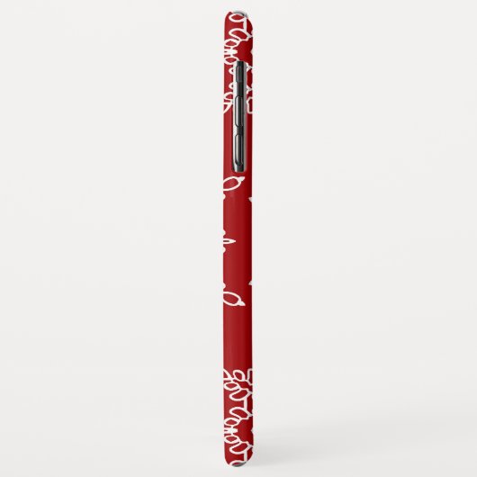 Rood Wit Sneeuwvlokken Kerstvakantie Monogram Case-Mate iPhone Case (Achterkant/links)