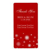 Rood Wit Sneeuwvlokken Winter Bruiloft Labels (Voorkant)
