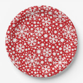 Rood wit sneeuwvlokpatroon bord (Voorkant)