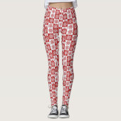 Rood/wit sneeuwvlokpatroon leggings (Voorkant)