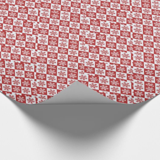 Rood/wit sneeuwvlokpatroon Thunder_Cove Cadeaupapier (Hoek)