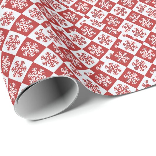 Rood/wit sneeuwvlokpatroon Thunder_Cove Cadeaupapier (Rol Hoek)