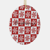 Rood/wit sneeuwvlokpatroon Thunder_Cove Keramisch Ornament (Rechts)