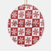 Rood/wit sneeuwvlokpatroon Thunder_Cove Keramisch Ornament (Links)