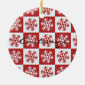 Rood/wit sneeuwvlokpatroon Thunder_Cove Keramisch Ornament (Achterkant)