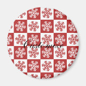 Rood/wit sneeuwvlokpatroon Thunder_Cove Magneet (Voorkant)