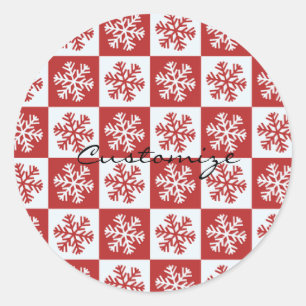 Rood/wit sneeuwvlokpatroon Thunder_Cove Ronde Sticker