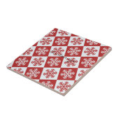 Rood/wit sneeuwvlokpatroon Thunder_Cove Tegeltje (Zijkant)