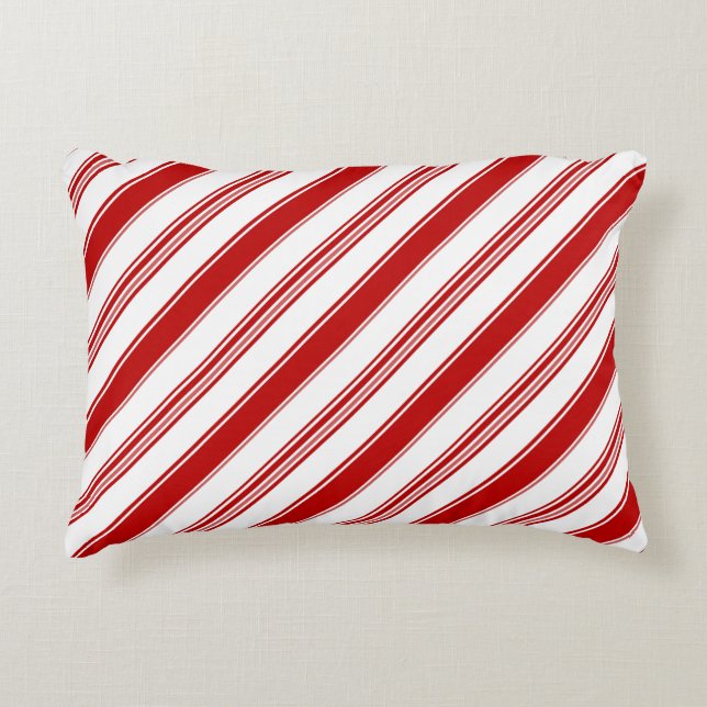 Rood & Wit Snoep Strepen (grootschalig) Accent Kussen (Voorkant)