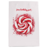 Rood & Wit Snoep Winter Verjaardag Gift Bag Medium Cadeauzakje (Voorkant)