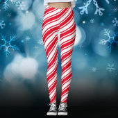 Rood wit snoepje diagonaal strepe kerstmis leggings