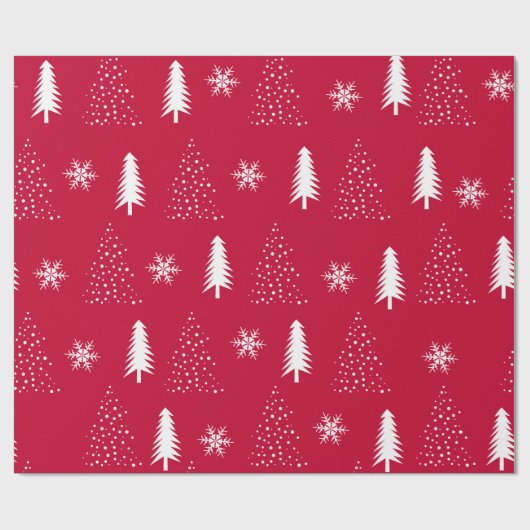 Rood wit Snowflake kerstbomen Verpakkingspapier Cadeaupapier (Vlak)