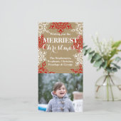 Rood wit Snowflakes kerstpapier Feestdagenkaart (Staand voorkant)