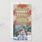 Rood wit Snowflakes kerstpapier Feestdagenkaart (Voorkant)