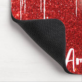 Rood Wit Snowy Snowflake Jouw naam Muismat (Hoek)