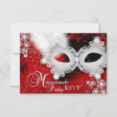 Rood Wit Sparkle Mask Masquerade Party RSVP (Voorkant)