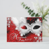 Rood Wit Sparkle Mask Masquerade Party RSVP (Staand voorkant)